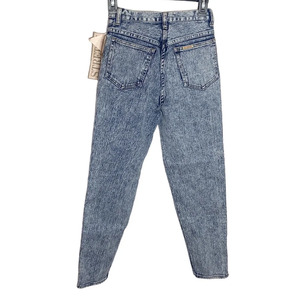 Pure Jeanswear high rise acid wash mom jeans with lattice accents vintage size 7